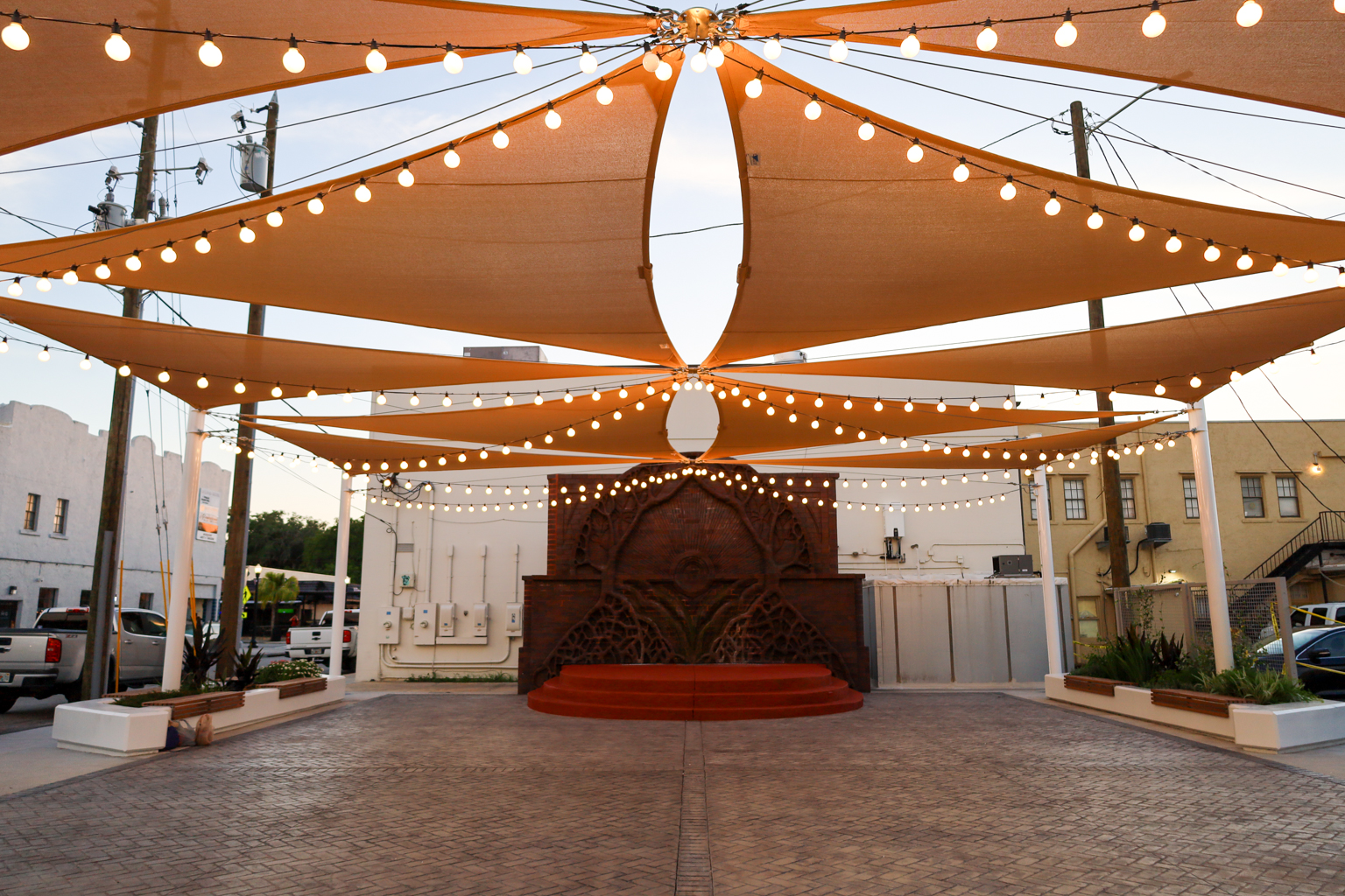 event space with lights and stage