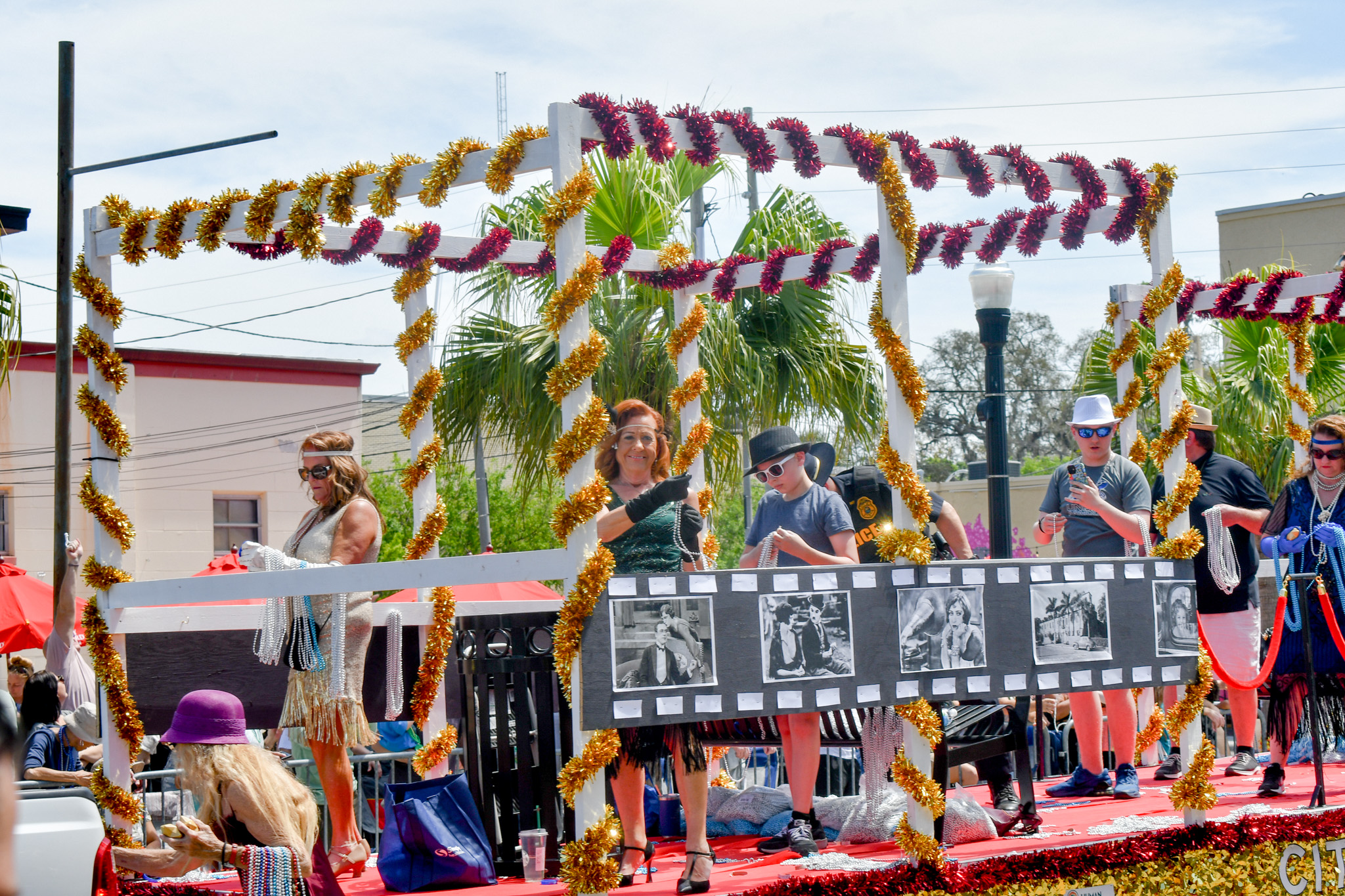 parade float throwing beads