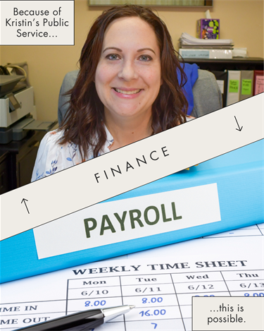 woman with image of payroll