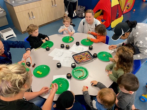 Kids doing a craft