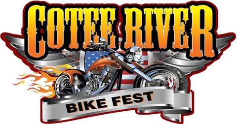 Logo for Cotee River Bike Fest with motorcycle